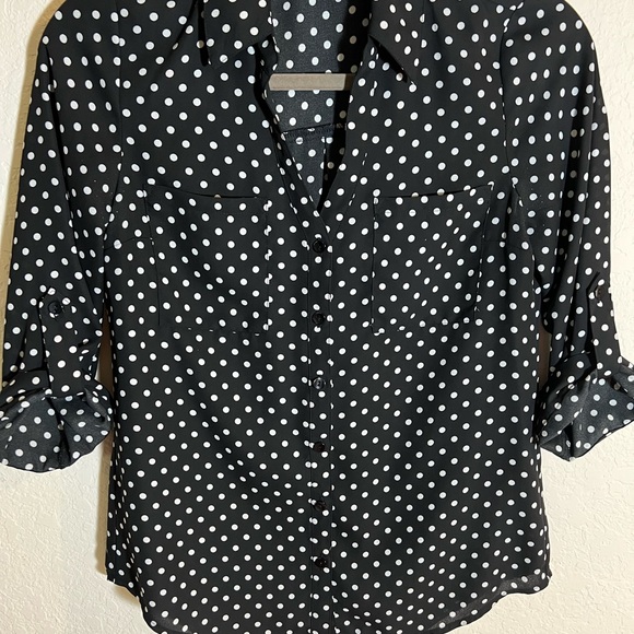 BCX Polka Dot 3/4 Sleeved Blouse, Size X-Small - Picture 2 of 2